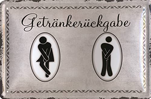Geschenkeparadies 24 Deko Blechschild 20x30cm Getränkerückgabe WC Toilette von Geschenkeparadies 24