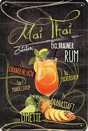 Geschenkeparadies 24 Deko Blechschild 20x30cm Mai Tai Rezept von Geschenkeparadies 24