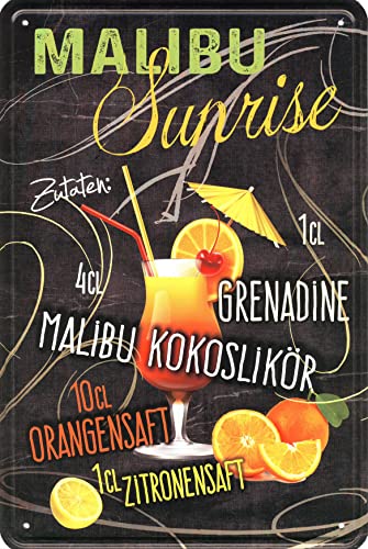 Geschenkeparadies 24 Deko Blechschild 20x30cm Malibu Sunrise Rezept von Geschenkeparadies 24