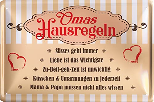 Geschenkeparadies 24 Deko Blechschild 20x30cm Omas Hausregeln Süsses geht Immer von Geschenkeparadies 24