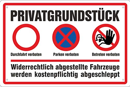 Geschenkeparadies 24 Deko Blechschild 20x30cm Privatgrundstück Durchfahrt Parken Betreten Verboten von Geschenkeparadies 24