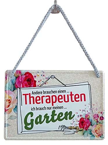 Geschenkeparadies 24 Garten Gärtner Blechschild Hängeschild 16x11cm Andere brauchen einen Therapeuten von Geschenkeparadies 24