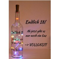 Endlich 18 Leuchtflasche Mit Spruch von Geschenkeplotterei