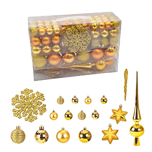 Geschenkestadl 115er Set Christbaumschmuck Weihnachtskugel Spitze Weihnachtsanhänger (Gold) von Geschenkestadl