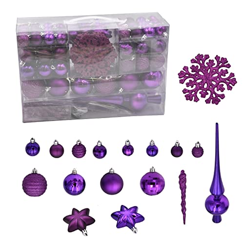 Geschenkestadl 115er Set Christbaumschmuck Weihnachtskugel Spitze Weihnachtsanhänger (Lila) von Geschenkestadl