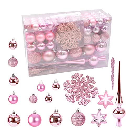 115er Set Christbaumschmuck Weihnachtskugel Spitze Weihnachtsanhänger (Rosa) von Geschenkestadl