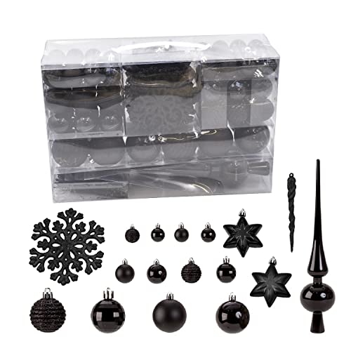 115er Set Christbaumschmuck Weihnachtskugel Spitze Weihnachtsanhänger (Schwarz) von Geschenkestadl