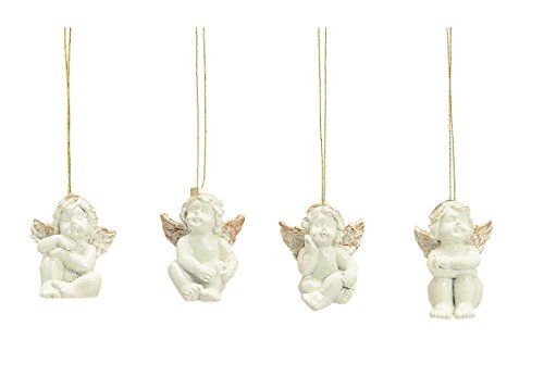 16er Set Engelfiguren zum Hängen Weiss mit Goldschimmer Hochzeit Taufe Geburt Weihnachten Angel Gebet Andenken von Geschenkestadl