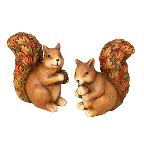 2 Stück Eichhörnchen mit Nuss Figuren 16 cm Dekofigur Gartenfigur von Geschenkestadl