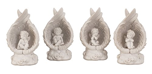 2 Stück Engel Figur in Flügel ca. 12 cm Weiss Putte Hochzeit Taufe Geburt Weihnachten Angel Gebet Gedenken von Geschenkestadl