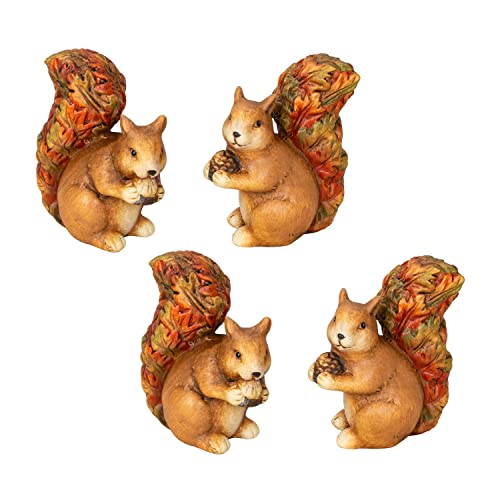 4 Stück Eichhörnchen mit Nuss Figuren 11 cm Dekofigur Gartenfigur von Geschenkestadl
