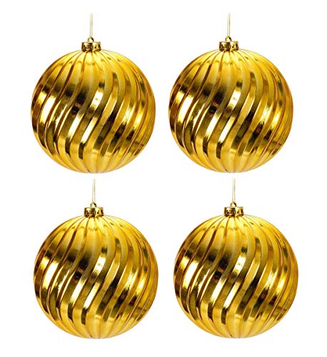 4 Stück Große Weihnachtskugel Gold Ø 15 cm Dekokugel zum Hängen von Geschenkestadl
