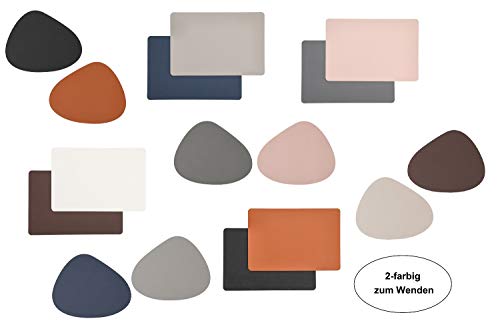 4 Stück Platzsets Stone oder Rechteckig 2-farbig zum Wenden (Karamell Schwarz Rechteckig) von Geschenkestadl