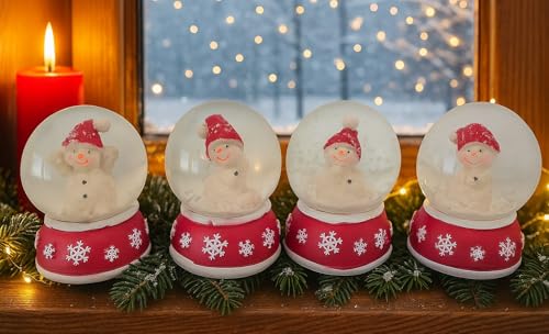 4 Stück Schneekugel Schneemann 6cm Weihnachtsdekoration Weihnachten Winter Deko von Geschenkestadl