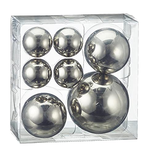 7er Set Dekokugel 3 Größen Sortiert Edelstahl Silber Ø 8cm, Ø 6cm, Ø4cm Gartendeko Kugel Weihnachten von Geschenkestadl