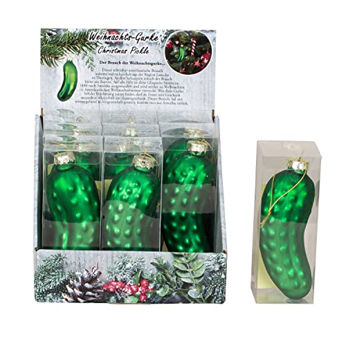 Geschenkestadl Stück XL Weihnachtsgurke Glas Gurke 13cm Baumschmuck Christmas Pickle Weihnachten, Gruen von Geschenkestadl