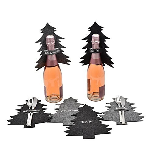 24 Stück Besteckhalter Flaschendeko Tanne Filz von Geschenkestadl