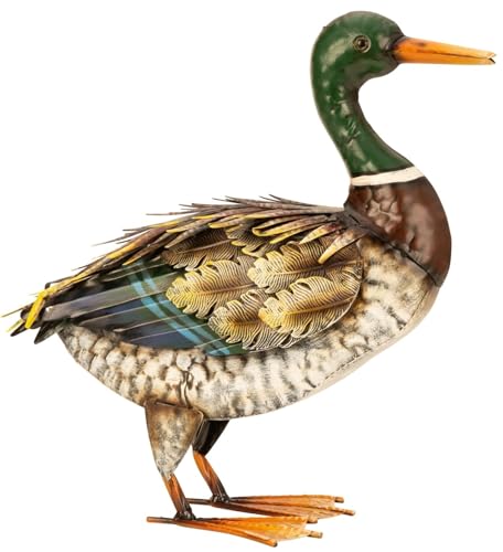 Ente Metall stehend 35cm Tierfigur Metalltier Bauernhof Haus Hof Garten Teich Dekoration Deko von Geschenkestadl