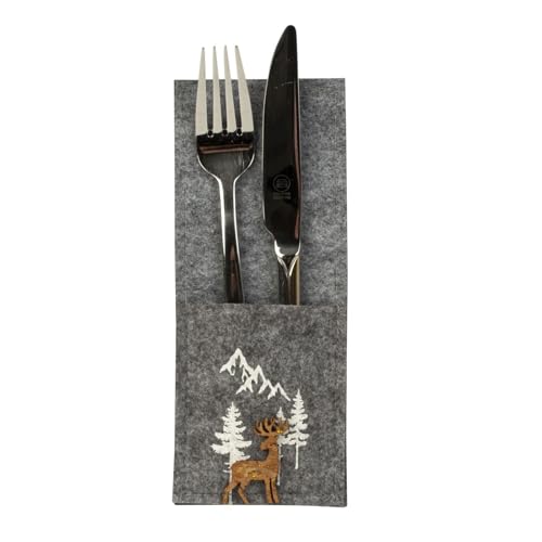 Geschenkestadl 12 Stück Bestecktaschen Filz Grau Hirsch Winterlandschaft Besteckhalter Geschenkestadl 12 Stück Bestecktaschen Filz Grau Hirsch Winterlandschaft Besteckhalter von Geschenkestadl