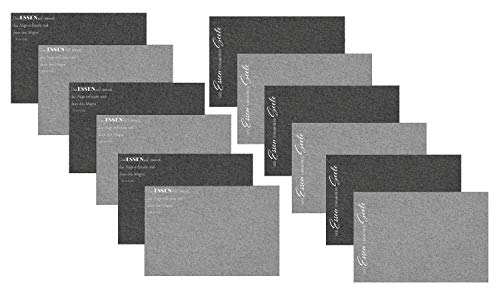 Geschenkestadl 12 Stück Tischsets 45 x 30 cm Filz Platzsets Schwarz und Grau mit 2 Sprüchen Geschenkestadl 12 Stück Tischsets 45 x 30 cm Filz Platzsets Schwarz und Grau mit 2 Sprüchen von Geschenkestadl