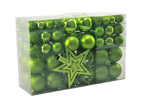 Geschenkestadl 1717S 100 Weihnachtskugeln und Baumspitze Stern (Grün) von Geschenkestadl