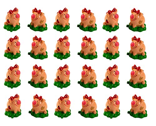Geschenkestadl 24 Stück Glücksschweine auf Kleeblatt Mini Schweinchen Glücksbringer Figuren von Geschenkestadl