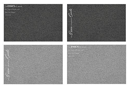 Geschenkestadl 4 Stück Tischsets 45 x 30 cm Filz Platzsets Schwarz und Grau mit 2 Sprüchen Geschenkestadl 4 Stück Tischsets 45 x 30 cm Filz Platzsets Schwarz und Grau mit 2 Sprüchen von Geschenkestadl