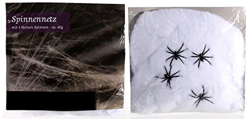 Geschenkestadl 5 Stück Spinnennetz Netz mit je 4 Spinnen Halloween Deko Dekoration Spinnweben Gothic von Geschenkestadl