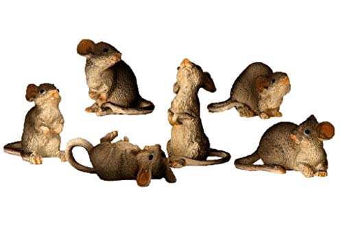 Geschenkestadl 6 Stück Maus Mäuse Figuren 4,5cm bis 8cm groß Figur für Haus und Garten Nagetiere Kleintiere von Geschenkestadl