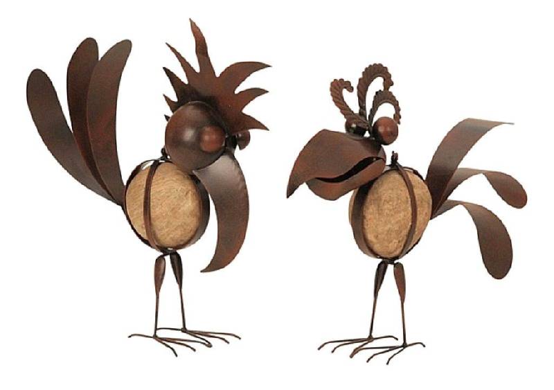 Geschenkestadl Gartenfigur 2 originelle Metallvögel 32cm und 35cm Gartenfigur Vogel von Geschenkestadl