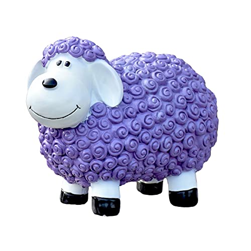 Geschenkestadl Gartenfigur Schaf wetterfest 23 cm hoch Tier Figur (Lila) von Geschenkestadl
