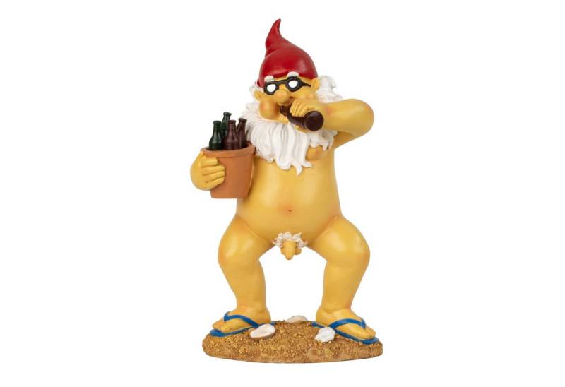 Geschenkestadl Gartenzwerg Nackter Zwerg Eimer mit Bierflaschen Gartenzwerg am Strand, (1 St) von Geschenkestadl