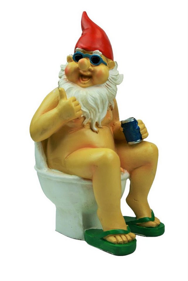 Geschenkestadl Gartenzwerg Nackter Zwerg auf dem Klo Gartenzwerg H 25,5cm, (1 St) von Geschenkestadl