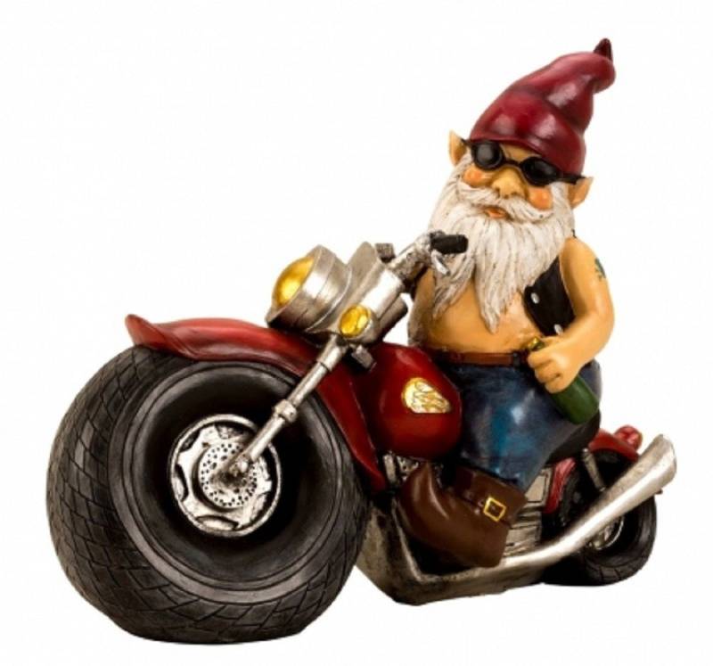 Geschenkestadl Gartenzwerg Rockiger Gartenzwerg – Motorrad-Rocker mit Kultfaktor 28 x 35 cm von Geschenkestadl