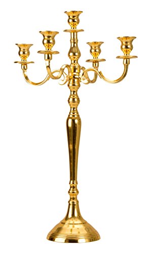 Geschenkestadl Kerzenständer 5-armig 60 cm Kerzenleuchter Farbe Gold Kandelaber von Geschenkestadl