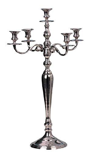 Geschenkestadl Kerzenständer 5-armig Metall Kerzenleuchter 100 cm Farbe Silber Kandelaber von Geschenkestadl
