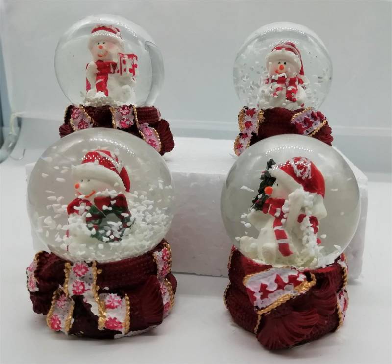 Geschenkestadl Schneekugel 4 Stück Schneekugel Schneemann 6cm Weihachten Winterdekoration Deko (4 St) von Geschenkestadl