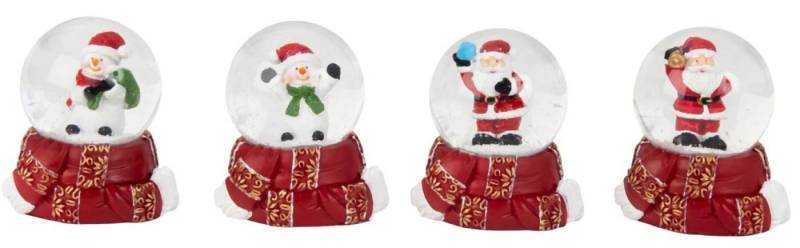 Geschenkestadl Schneekugel 4er-Set Schneekugeln: Weihnachtsmann, Schneemann stimmungsvolle Deko (4 St) von Geschenkestadl