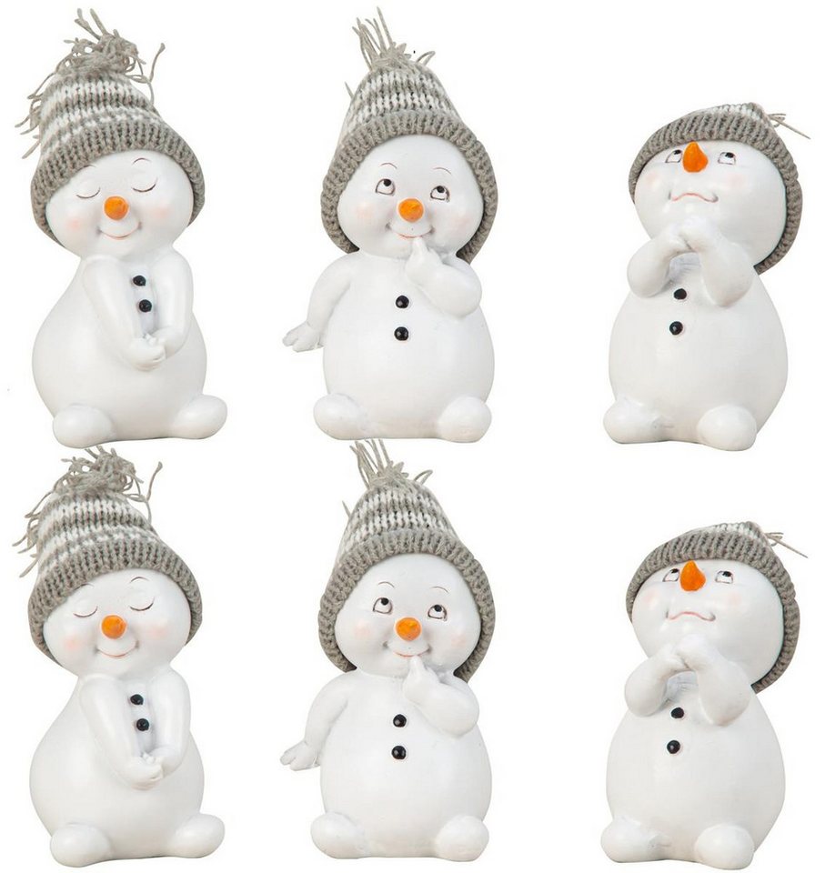 Geschenkestadl Schneemann 6 Stück Schneemann Figuren Strickmütze 12cm Winterdeko mehrere Farben von Geschenkestadl
