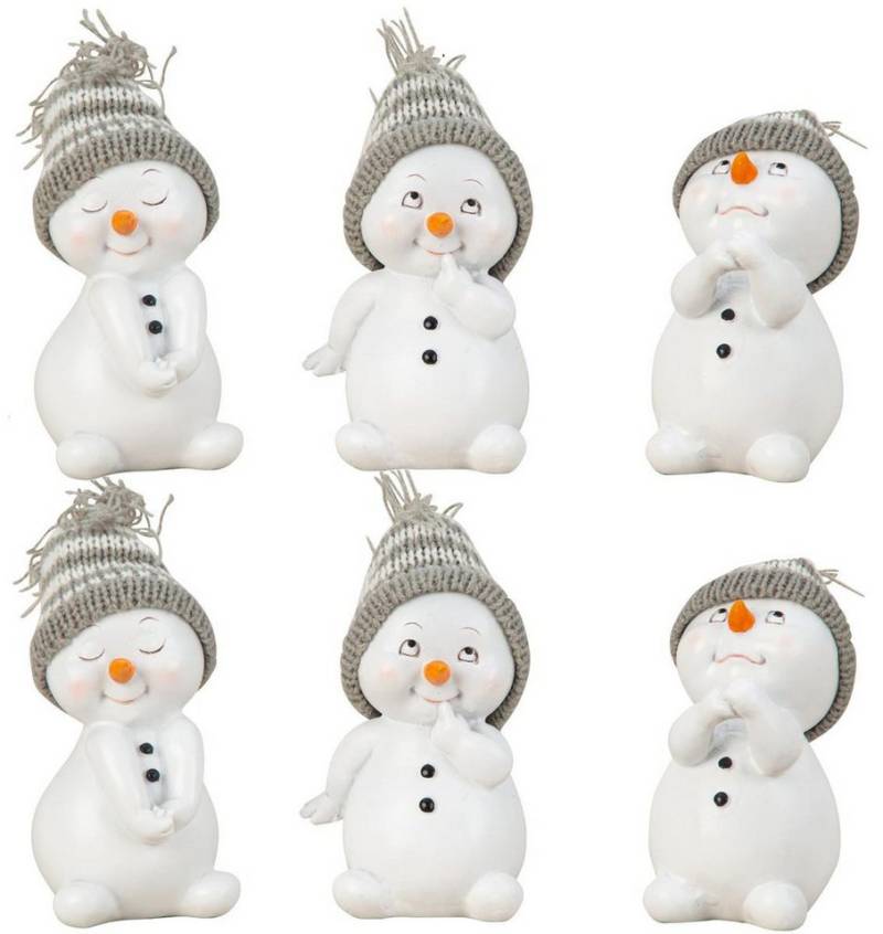 Geschenkestadl Schneemann 6 Stück Schneemann Figuren Strickmütze 12cm Winterdeko mehrere Farben von Geschenkestadl
