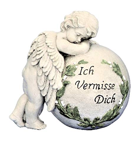 Grabschmuck Engel Ich vermisse Dich 19 cm x 19 cm Steht an Kugel von Geschenkestadl