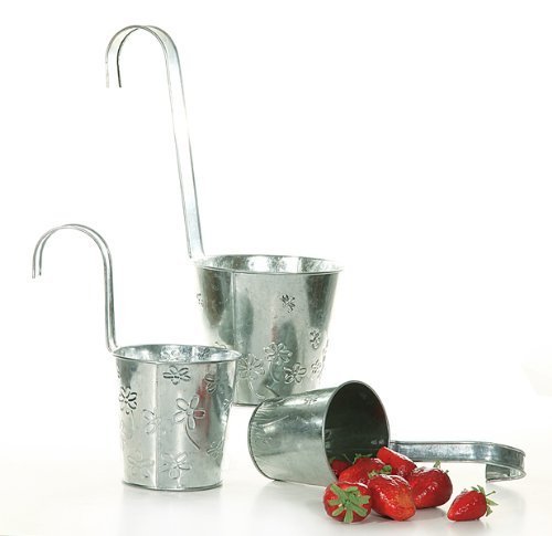 Geschenkestadl Hängetöpfe 4er Set Blumentopf Ø 11 cm Zink Farben Übertopf von Geschenkestadl