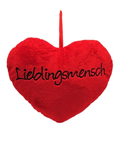Geschenkestadl Herzkissen Lieblingsmensch mit Aufschrift 24 cm x 26 cm Rot Herz Kissen von Geschenkestadl
