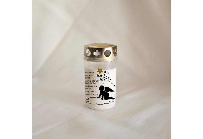 Geschenketorten-Gebhardt Grabkerze mit Text - Sternenkind #2 weiß - Trauer - Grabschmuck - Grablicht von Geschenketorten-Gebhardt