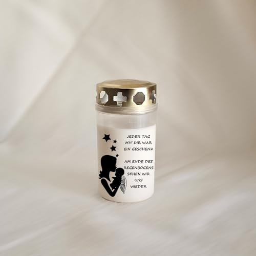 Grabkerze mit Text - Sternenkind #3 weiß - Trauer - Grabschmuck - Grablicht mit Text - Sternenkinder - Verschönerung der Ruhestätte Grabkerze mit Text - Sternenkind #3 weiß - Trauer - Grabschmuck - Grablicht mit Text - Sternenkinder - Verschönerung der Ruhestätte von Geschenketorten-Gebhardt