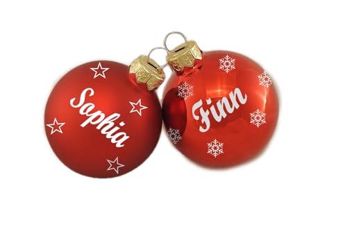Weihnachtskugel mit Name - Christbaumkugel - Weihnachtsschmuck für Euren Weihnachtsbaum - Farbe: rot von Geschenketorten-Gebhardt