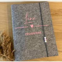 Zeugnismappe Personalisiert Aus Filz | Geschenk Zur Einschulung Organizer Schule Zeugnisse von Geschenkfasz