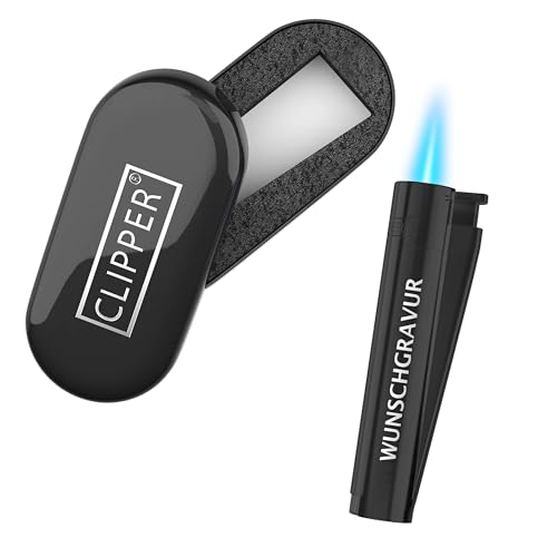 Clipper Feuerzeug mit Gravur/Clipper aus Metall/wetterbeständige Flamme/Gasfeuerzeug - wiederaufladbar mit Gas - personalisierte Männer Geschenke - Geschenkideen zum Vatertag - Jet Clipper von Geschenkfreude
