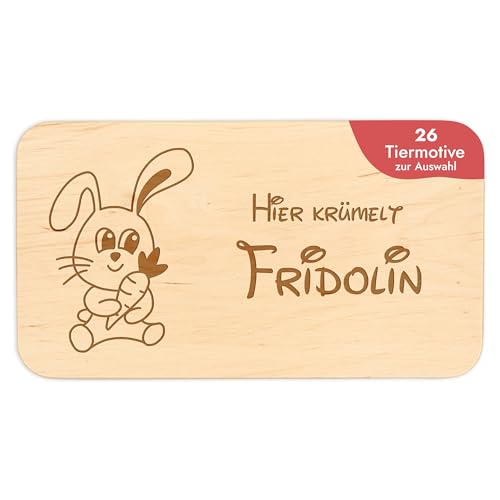 Frühstücksbrettchen Kinder - tolles Frühstücksbrettchen Holz mit Hase zum Personalisieren - personalisierte Geschenke Kinder - Schneidebrett mit Gravur - Geschenk zur Taufe/Einschulung von Geschenkfreude