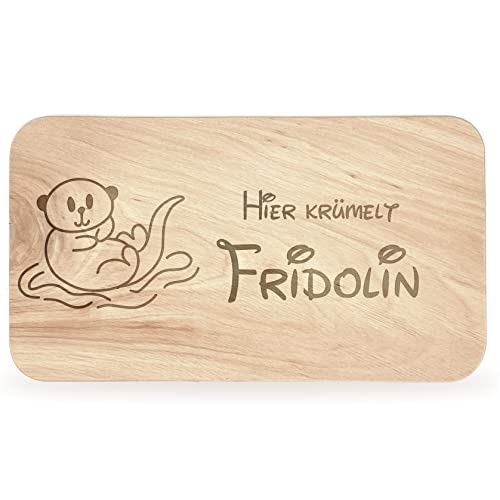 Frühstücksbrettchen Kinder - tolles Frühstücksbrettchen Holz mit Otter zum Personalisieren - personalisierte Geschenke Kinder - Schneidebrett mit Gravur - Geschenk zur Taufe/Einschulung von Geschenkfreude